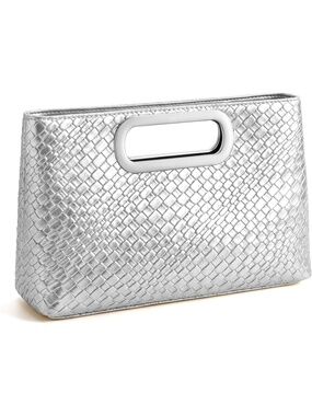 〽️ Women's Silver Clutch Purses Magnetic Detachable Chain Evening Handbag